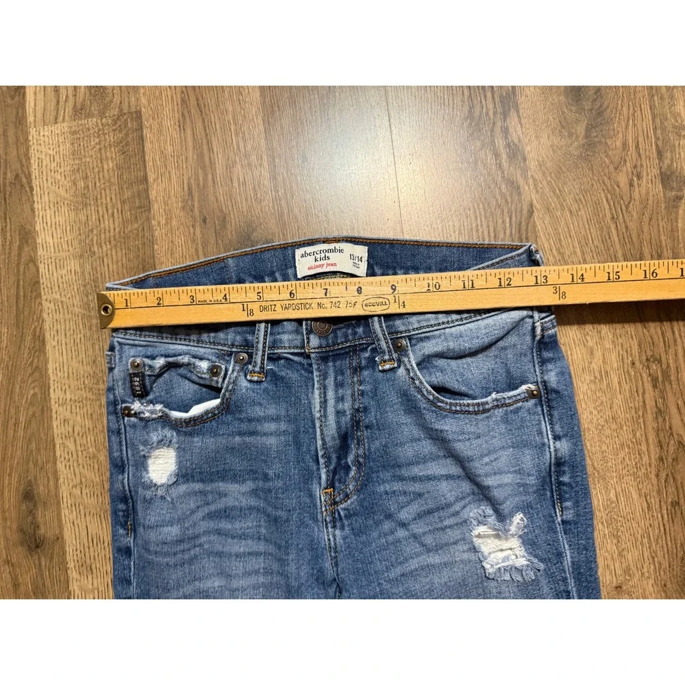 Abercrombie Kids Jean Kids Size 13/14 Blue Denim Distressed Skinny Jeans